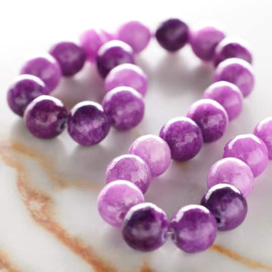 12 Pack: Purple Dyed Quartzite Round Beads, 8mm by Bead Landing™